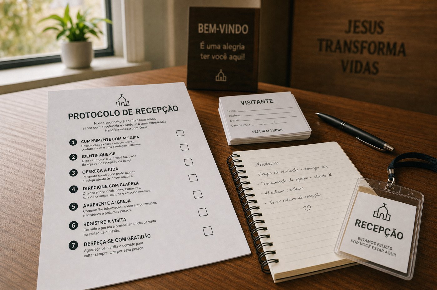 Printed welcome protocol on the hospitality table