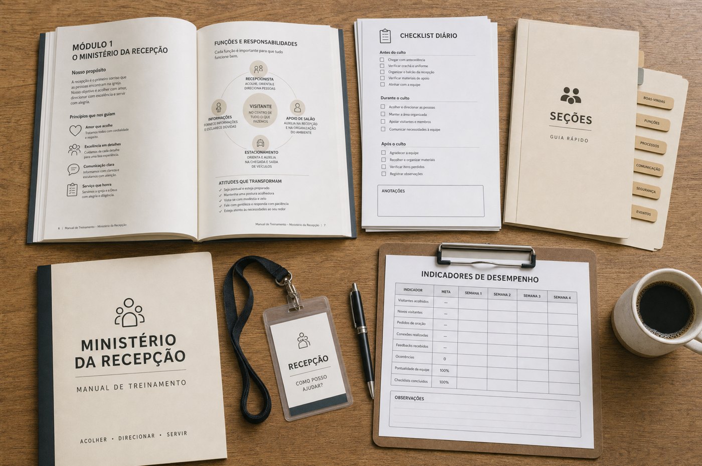 All training materials laid out on the table